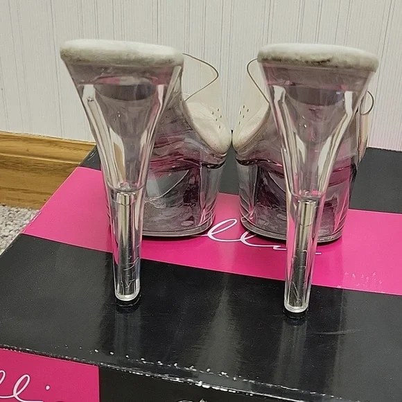 Ellie Vanity Transparent High Heel Platform Shoes Sz 6 Coquette Stripper Sexy - Picture 4 of 5